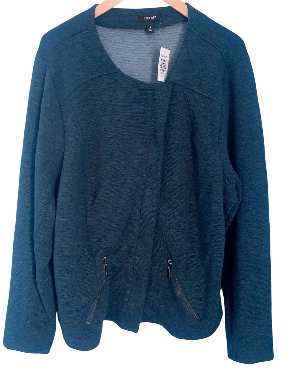 Torrid Teal Blue Knit Moto Jacket NWT Size 4 4X
